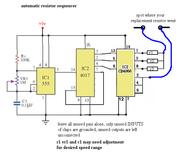 Need help designing a resistor sequencer. Electronics Forums